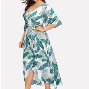 Palm Leaf Wrap Dress